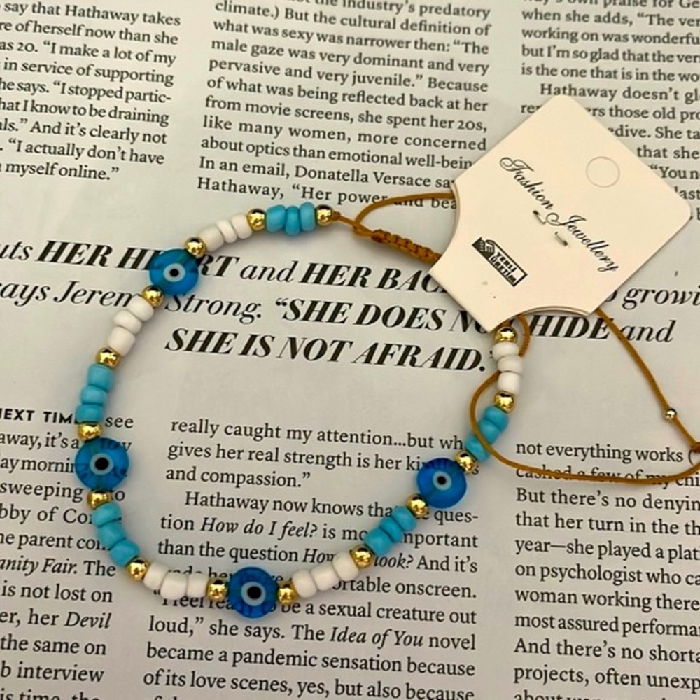 Adjustable protective blue evil greek turkish eye bracelet